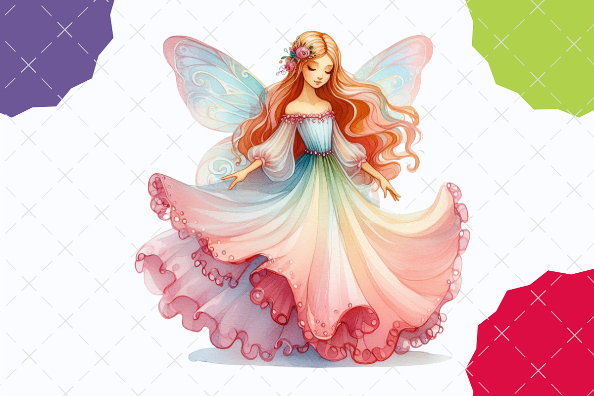 Watercolor Fairy Clipart, an Illustration by designcity5 (Photo 4 of 5)