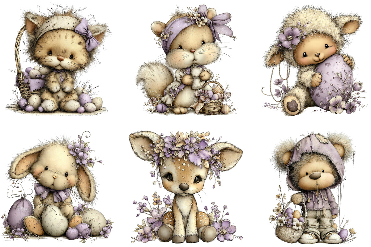 Whimsical Easter Animal Clipart, an Illustration by Designking (Photo 3 of 5)