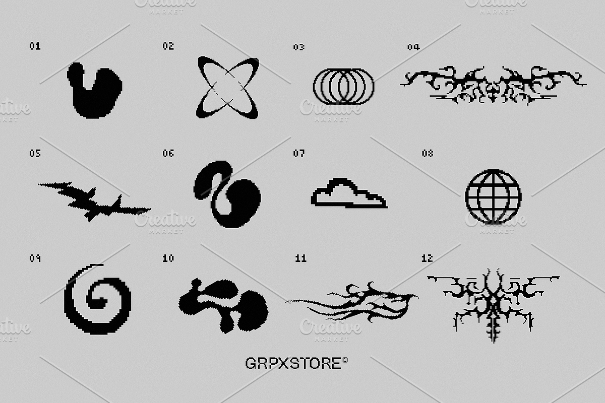 46 Pixel Art Y2K Neotribal Vectors, a Decorative Illustration by GRPXSTORE (Photo 2 of 5)