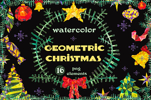 Watercolor Geometric Christmas Set