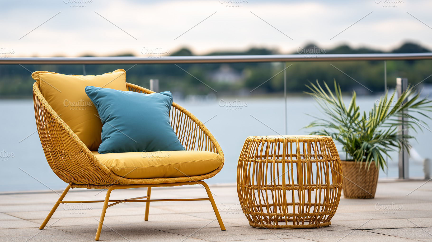 Cozy yellow outdoor chair with color, an Architecture Photo by MistyDay
