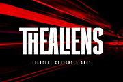 Thealiens - Ligature Condensed Sans, a Sans Serif Font by Almarkhatype (Thumbnail 1 of 10)