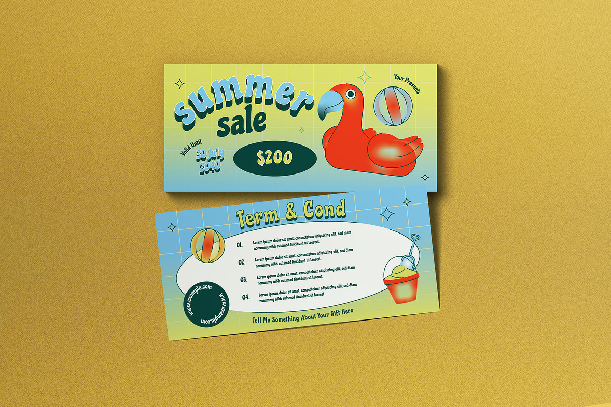 Blue Gradient Summer Voucher, a Card Template by graphicook (Photo 1 of 3)