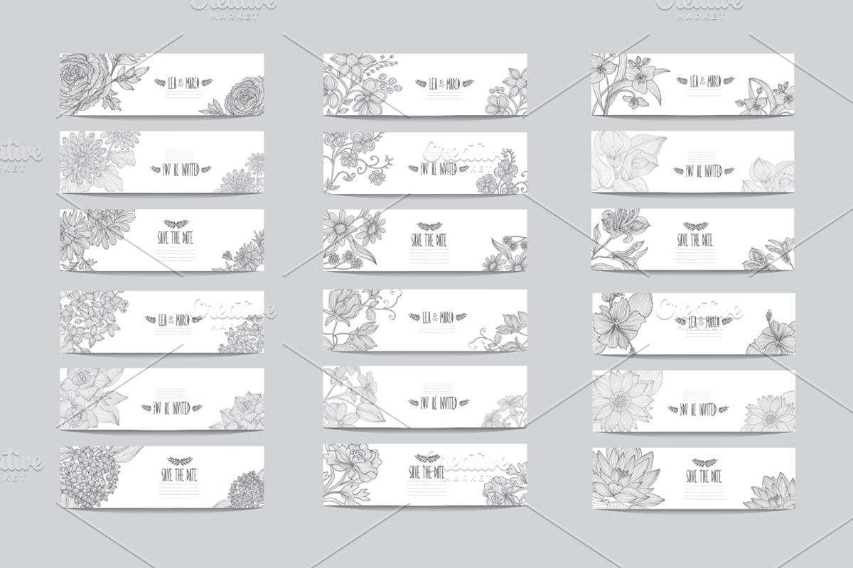 36 Floral Cards, a Card Template by Sunset&Sea Design (Photo 2 of 2)