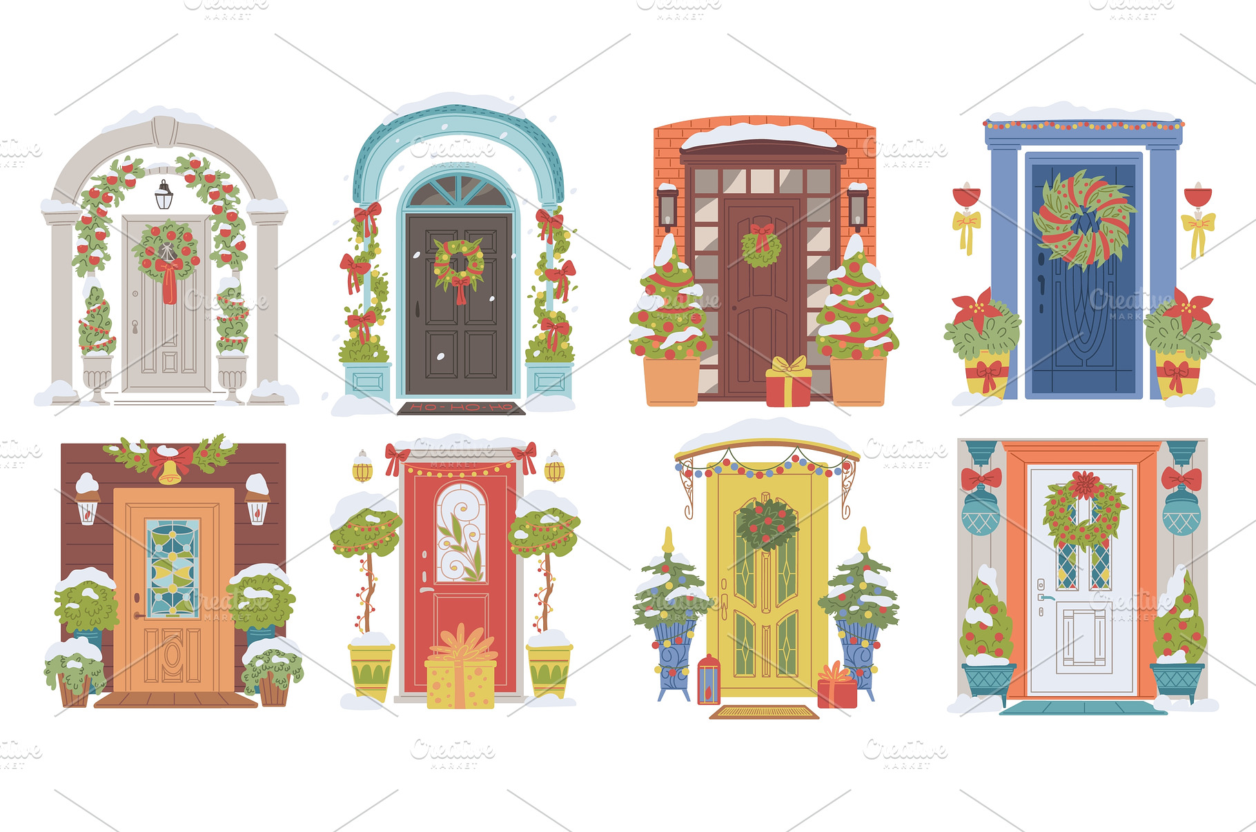 Christmas door vector set, entrance, a Nature Photo by Sabelskaya