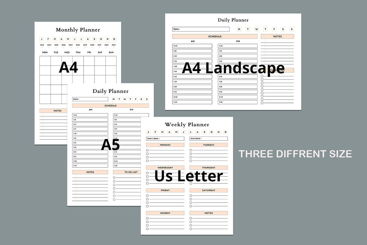 Canva Planner Bundle/Landscape, a Stationery Template by Design Zone