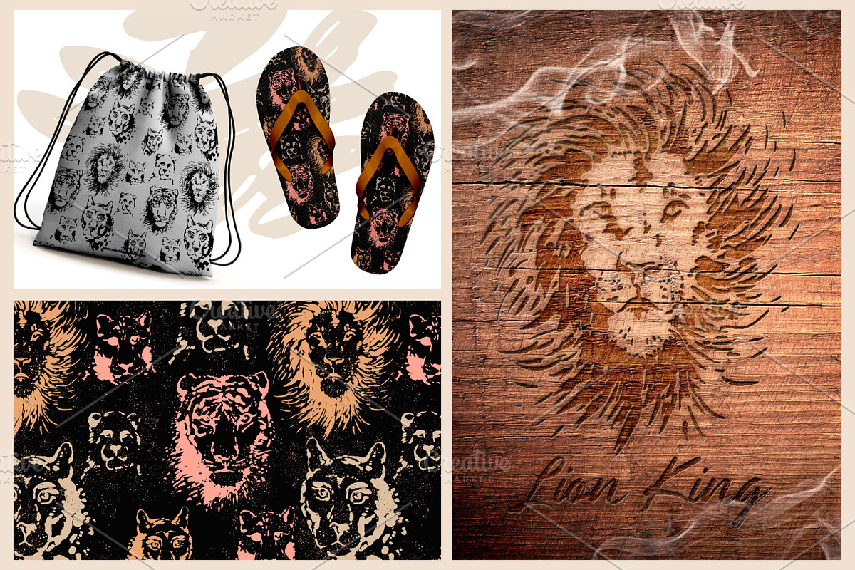 Safari Mood elements & patterns, an Animal Illustration by Polanika (Photo 5 of 8)