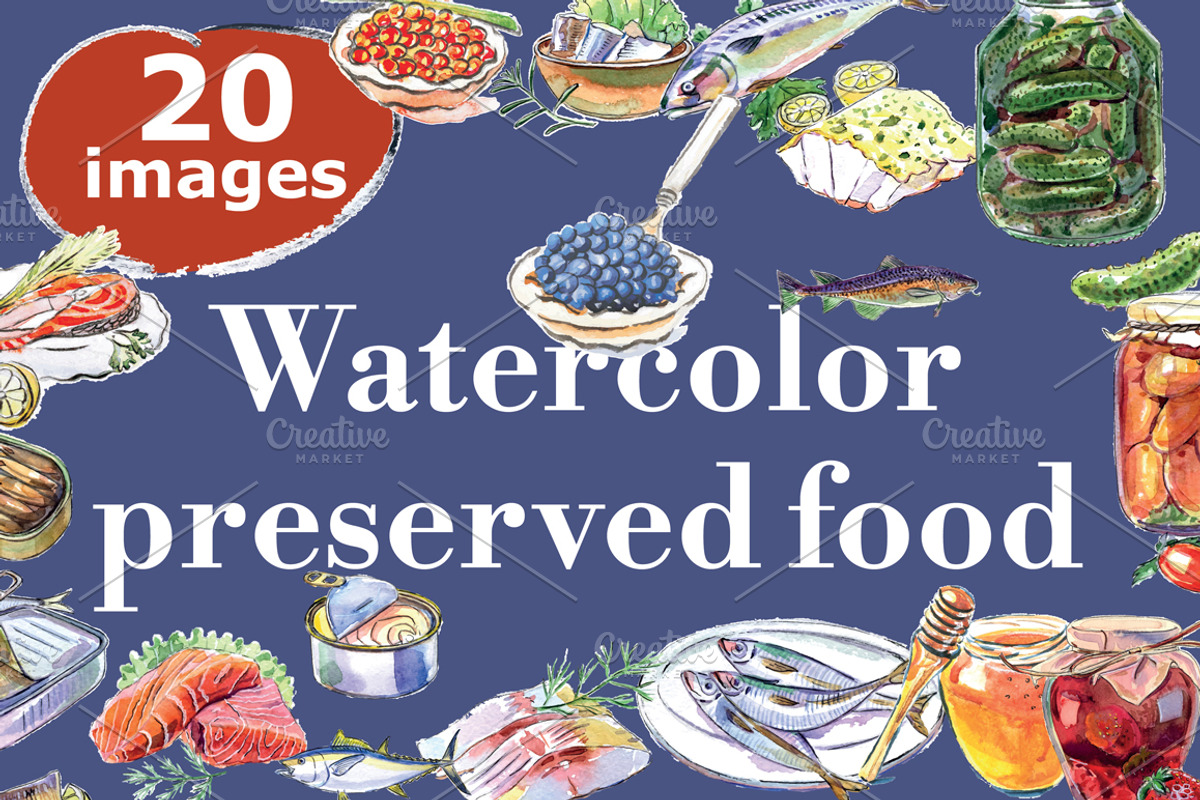 Watercolor preserved food, an Animal Illustration by miminoshka (Photo 1 of 7)