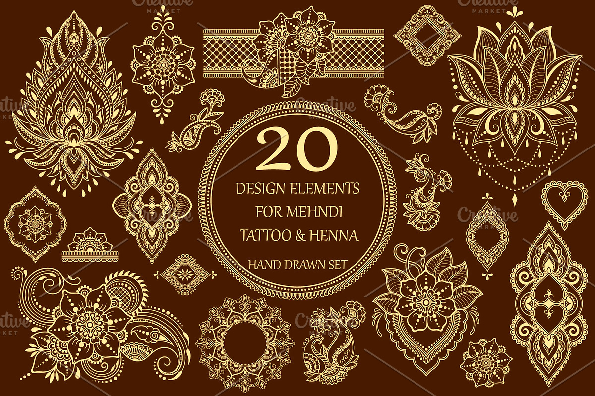 Tattoo and Henna set, a Decorative Illustration by Katika Shop (Photo 3 of 7)