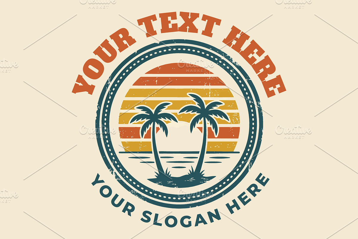 Palm trees with sun illustration, an Object Illustration by nandinigraphics (Photo 2 of 3)