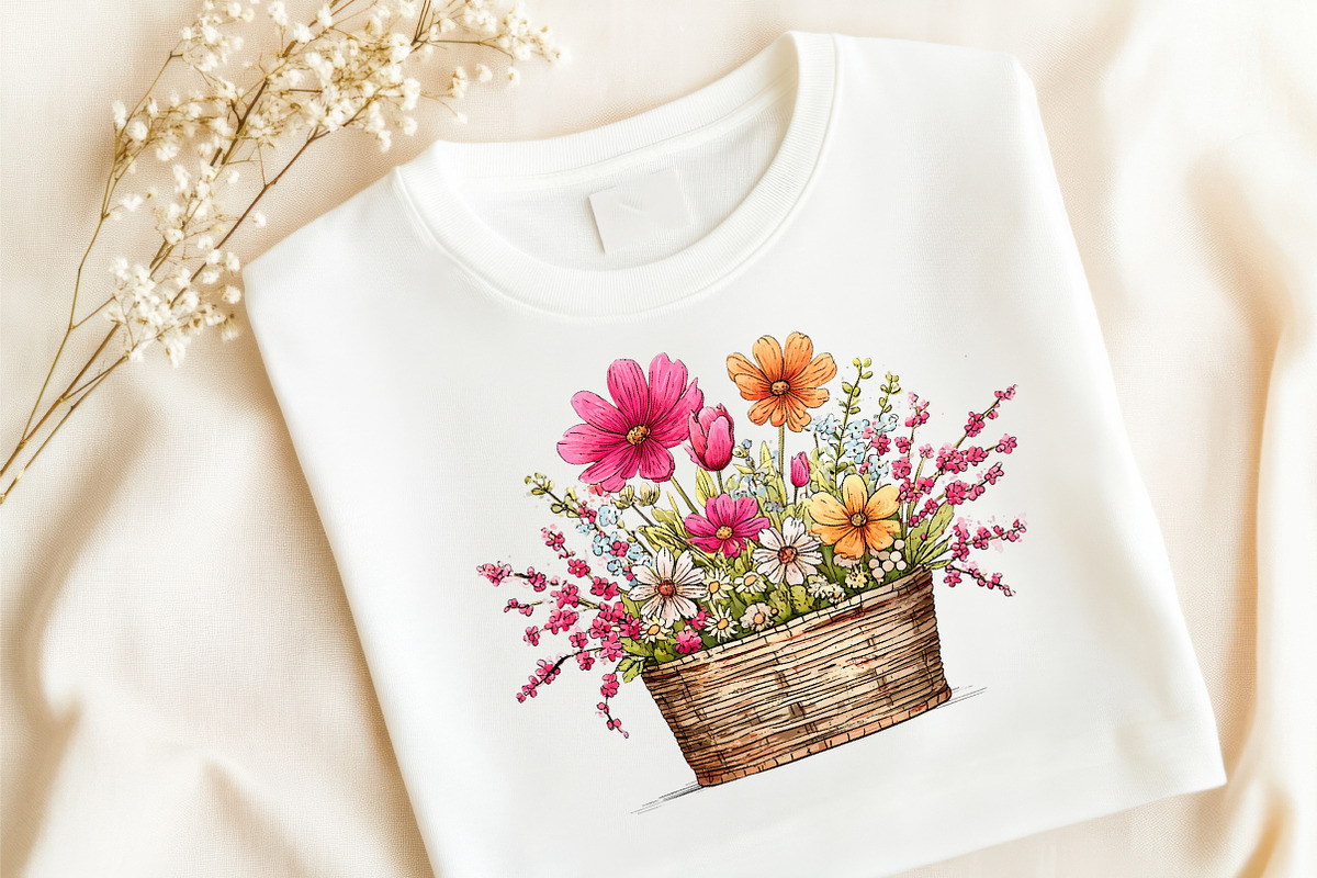 Spring Flowers In Basket Rustic Clip, an Illustration by GatewayDesign (Photo 4 of 4)