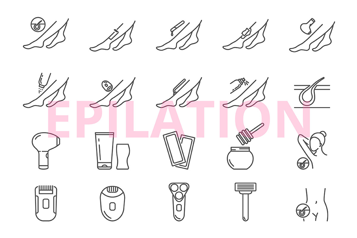 Epilation icons set, an Outline Icon by mayrum (Photo 2 of 2)