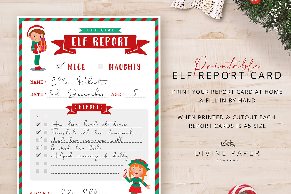 Elf Report Card, a Stationery Template by Studio Sirona (Photo 2 of 2)