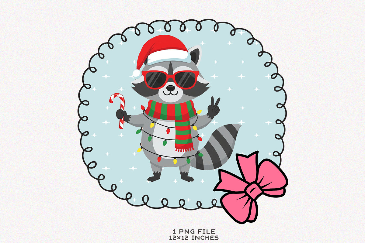 Christmas Funny Raccoon Coquette PNG, an Illustration by SinaCreation (Photo 1 of 7)