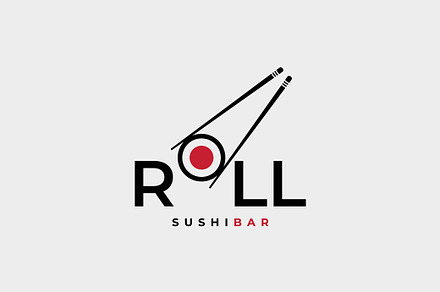 Sushi Roll Logo With Sushi Sticks
