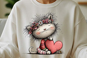 Whimsical Floral Cat Clipart Bundle, an Animal Illustration by one-touch (Thumbnail 2 of 18)