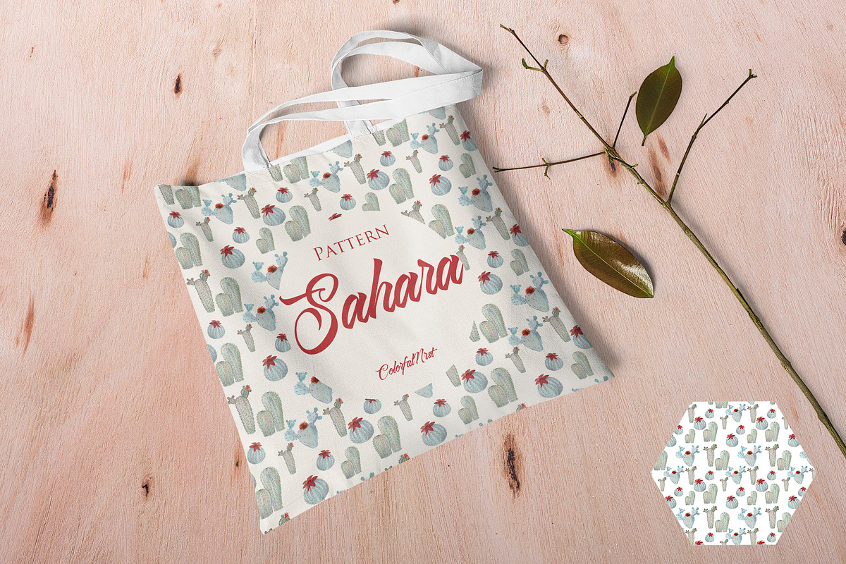 Watercolor Cactus Seamless Patterns, an Illustration by ColorfulNest (Photo 3 of 7)