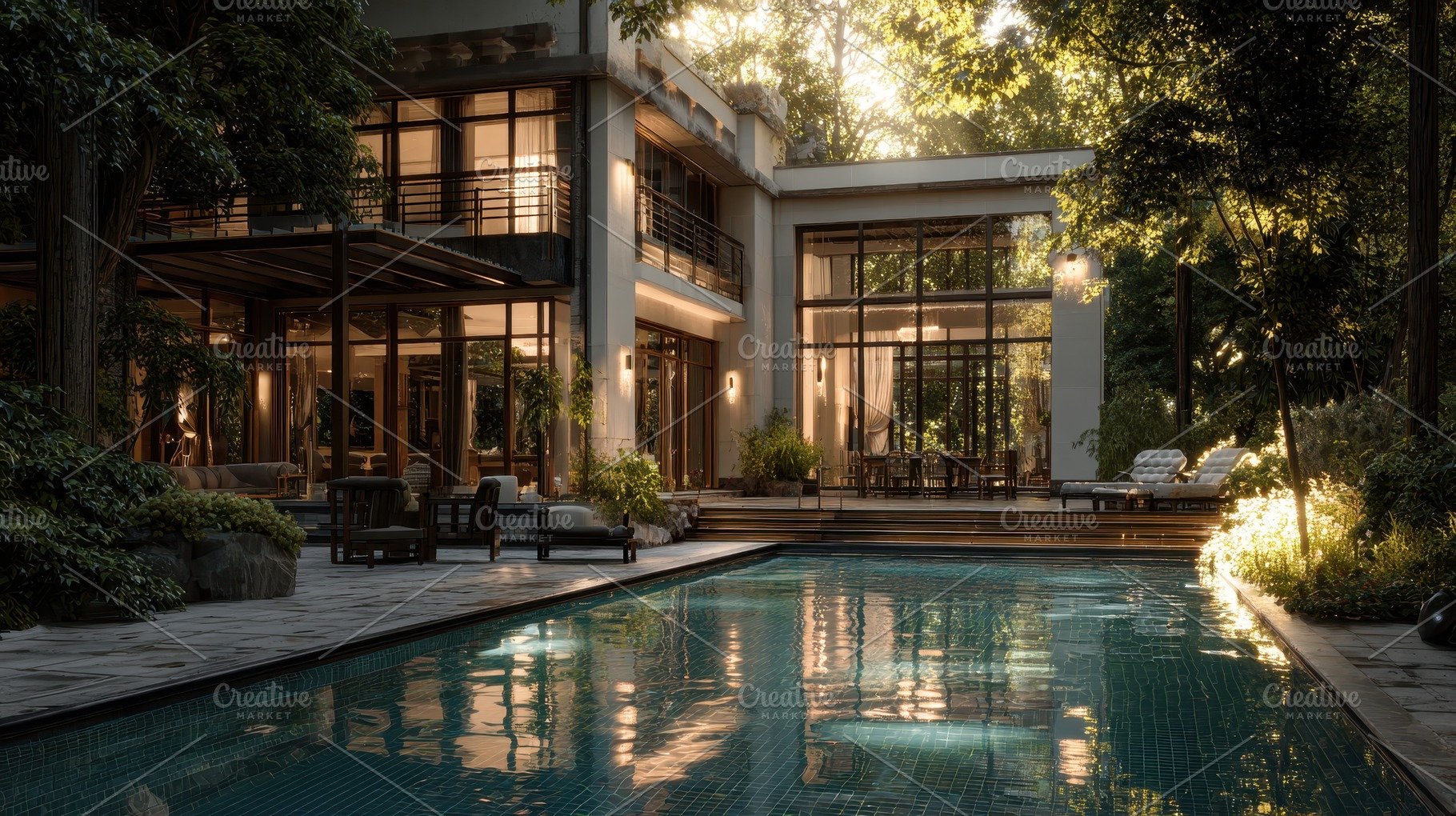 Luxury home with pool and garden, a Photo by Pavel_design