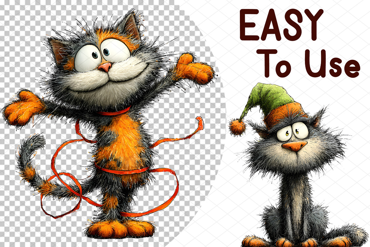 Christmas Funny Cat Clipart, an Animal Illustration by cherrydesign (Photo 4 of 4)