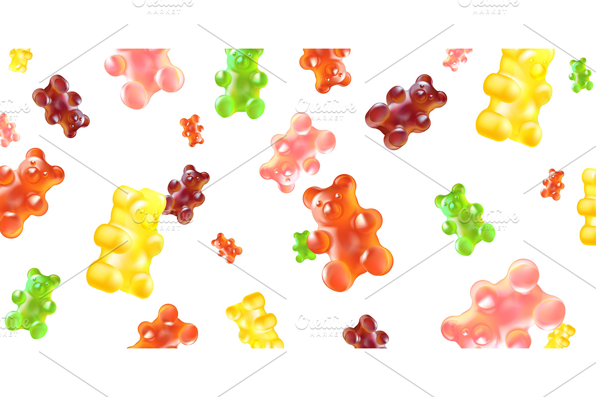 Falling gummy bears. Flying candy, a Food Illustration by Stock-Smart-Start