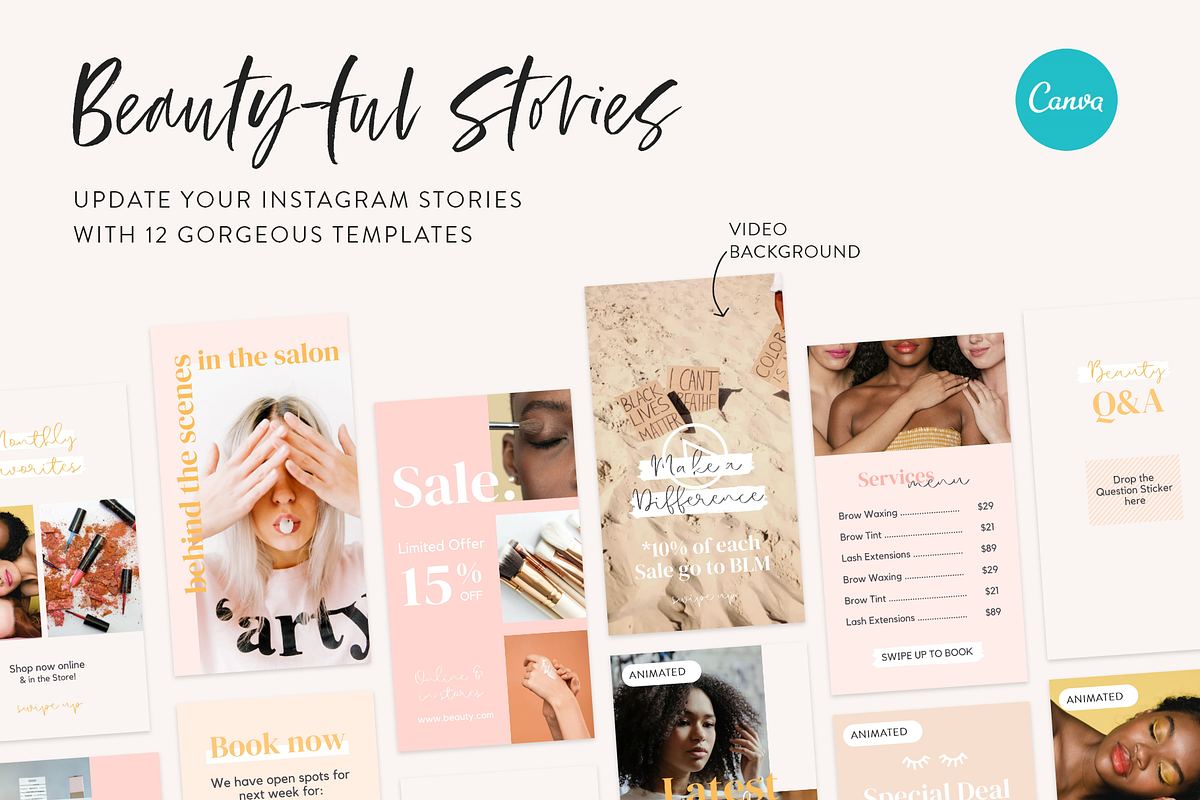 Beauty Instagram Canva Template Kit, a Social Media Template by My ...