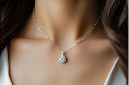 Elegant diamond pear shaped necklace, a Person Photo by Lermont51