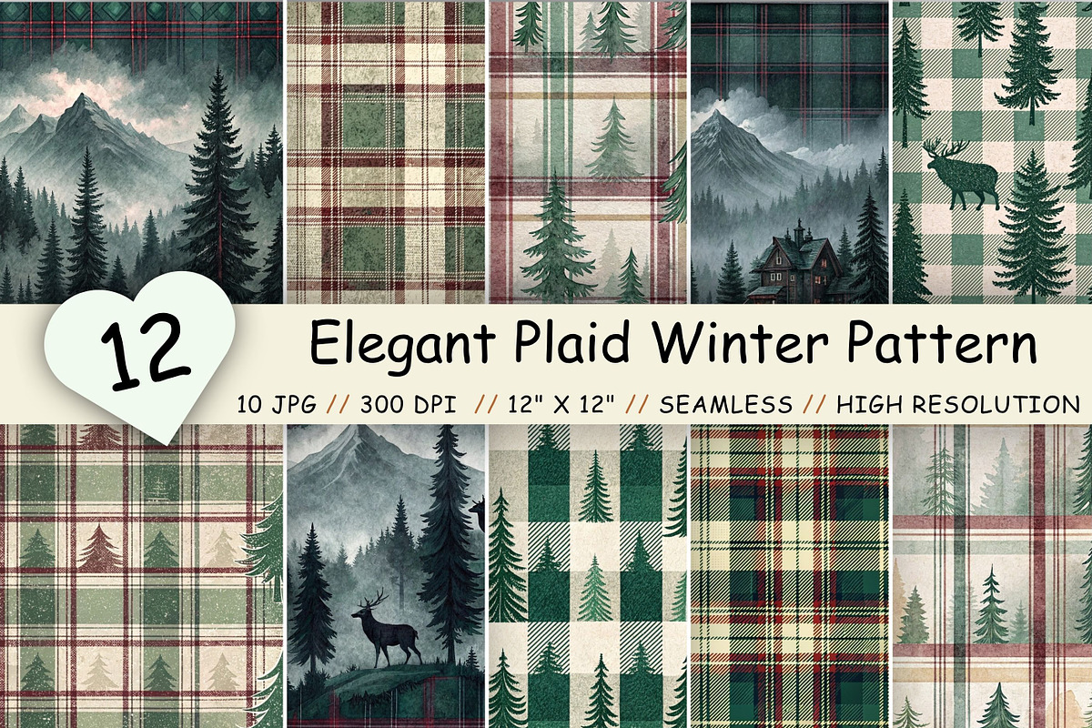 Elegant Plaid Winter Pattern Bundle, a Pattern Graphic by FloridPrintables (Photo 1 of 9)