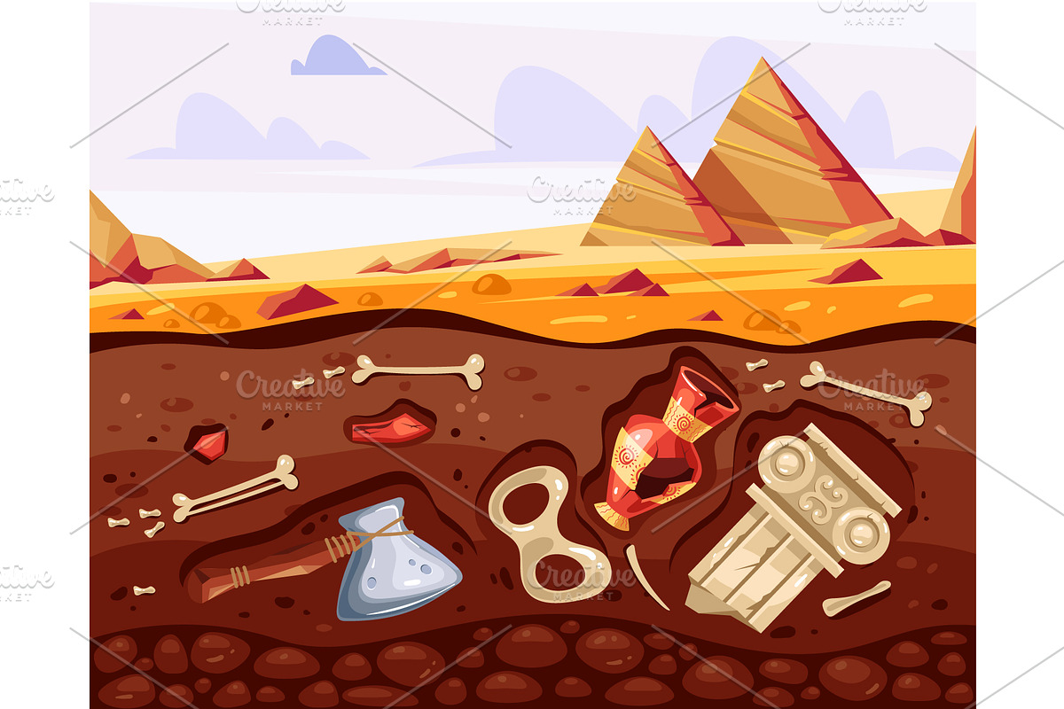 Archaeological excavation fossil, an Illustration by PrettyVectors (Photo 2 of 2)