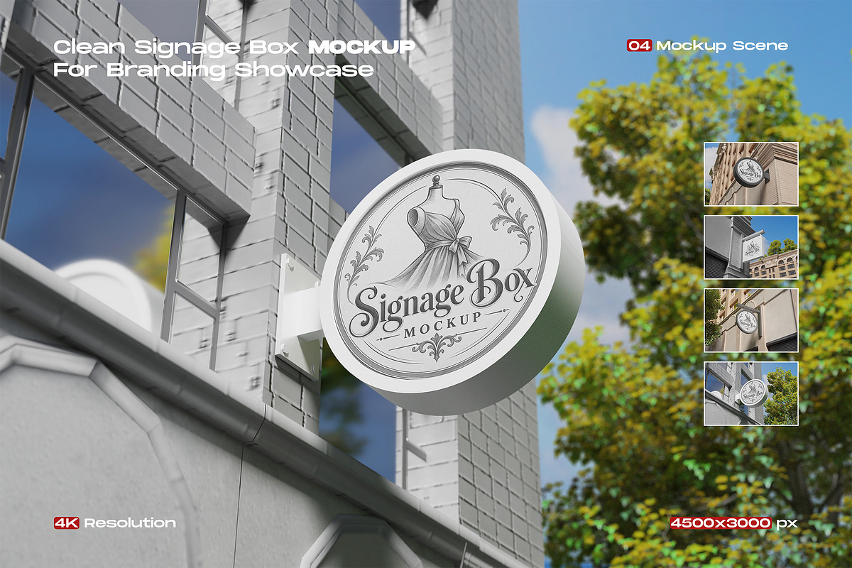Clean Signage Box Mockup, an Advertising Mockup by My Code Std (Photo 1 of 5)