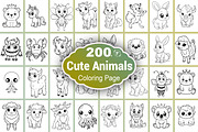 Cute Animals Coloring Page, a Graphic by Forhadx5 (Thumbnail 1 of 12)