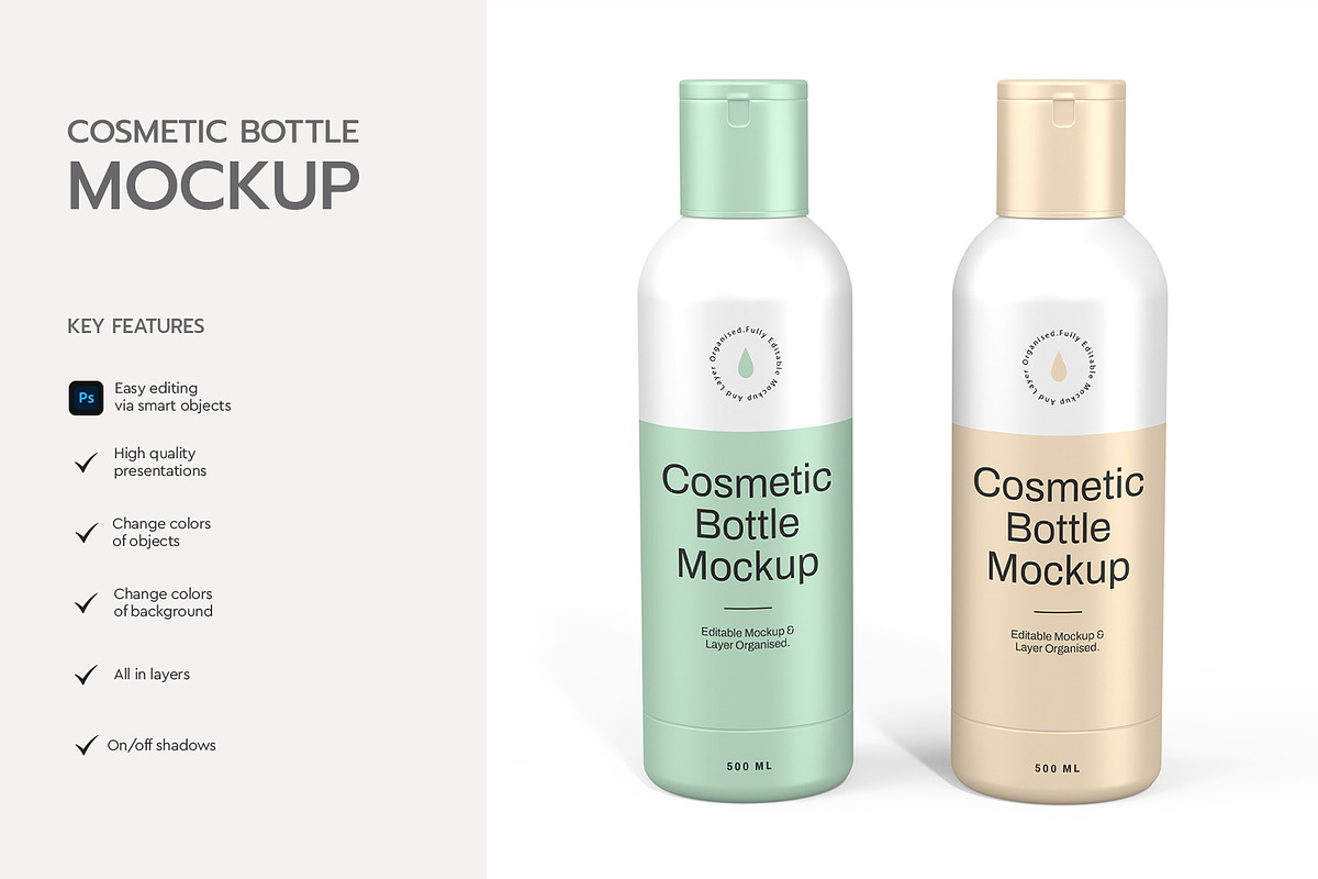 Two Cosmetic Bottle Mockup Template, a Product Mockup by graphypix (Photo 2 of 4)