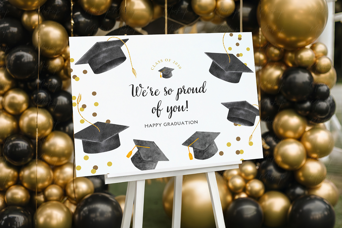 Graduation Welcome Sign Easel Mockup, a Product Mockup by TatiMockup