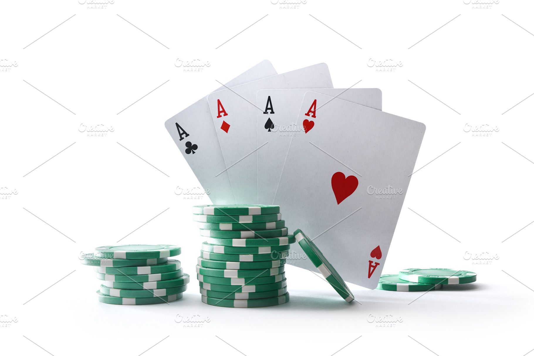 Aces and chips for betting white isolated front, a Sports & Recreation Photo by Davizro's Market