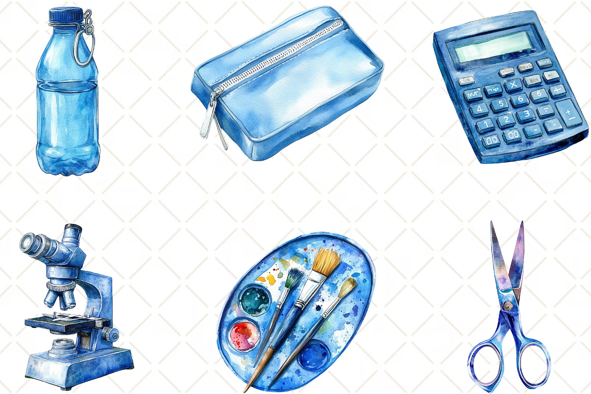 Blue School Clipart, an Illustration by Black Bird Studio (Photo 4 of 6)