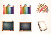 School Supplies Watercolor Clipart, an Illustration by CrexoraLab (Thumbnail 3 of 5)