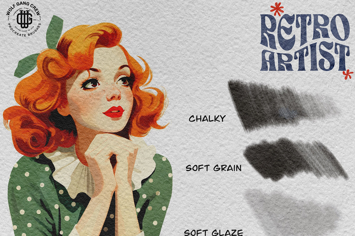 Procreate, The retro artist, a Brush Add-On by Studio.Valhalla (Photo 4 of 8)
