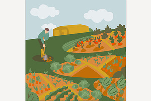 Young farmer working in allotment, a Person Illustration by Anna's Shop