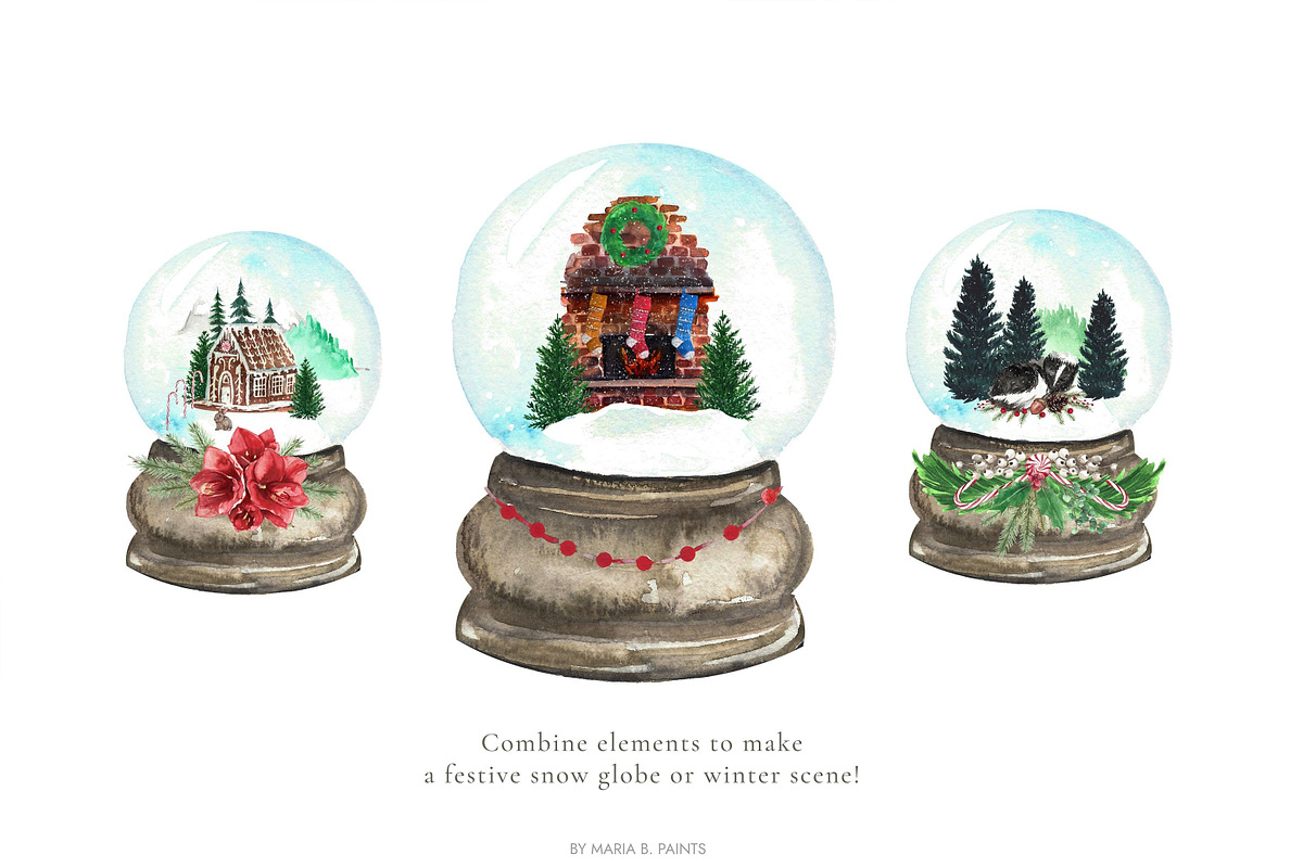 Christmas Holiday Clip Art Set, an Animal Illustration by Maria B. Paints, image size:1200x800