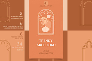 Trendy Arch Logo. Morocco Icon Set.