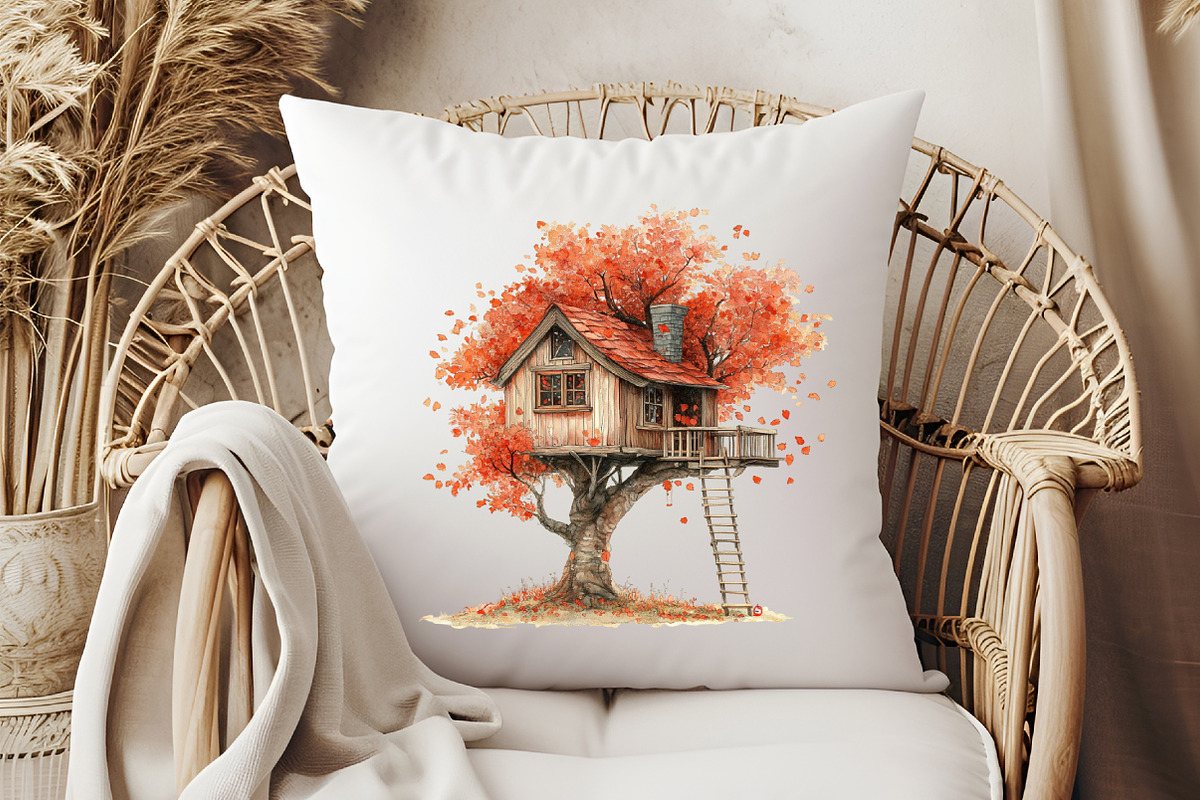 Watercolor Autumn Houses Clipart, an Illustration by Pixels.Craft (Photo 6 of 7)