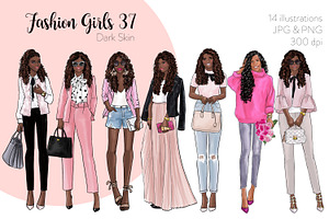 Fashion Girls 37 - Dark Skin Clipart