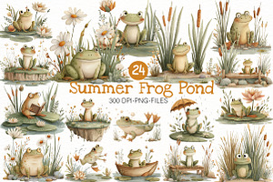 Summer Frog Pond Clipart, an Illustration by Designworld