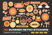 30 Summer Retro Stickers, an Object Graphic by Parisa-Artstudio (Thumbnail 1 of 5)
