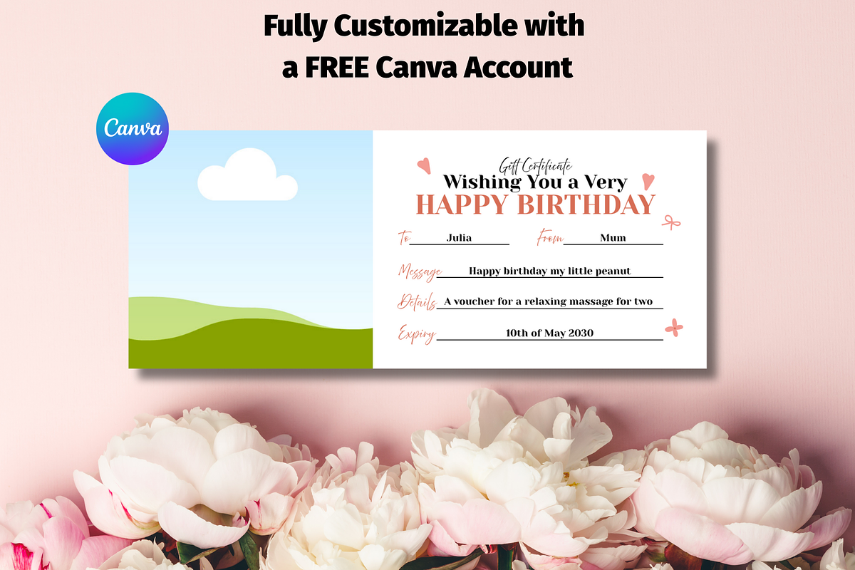 Gift Certificate Canva Template, a Card Template by GraphiCarola (Photo 3 of 8)