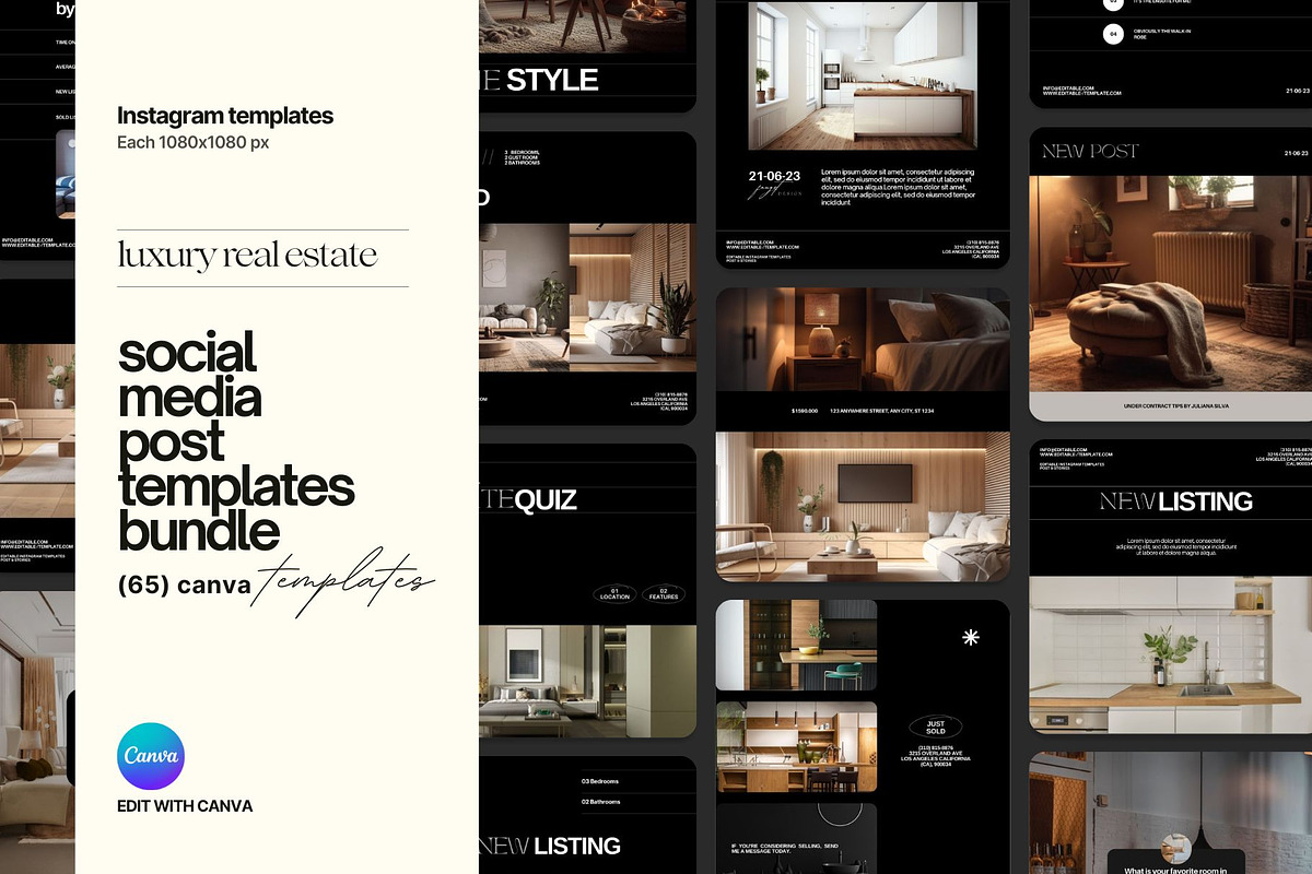 Real Estate Instagram Post Templates, a Social Media Template by Prapti Design (Photo 1 of 10)
