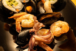 Sushi - rolls, shrimps and mussels, a Food & Drink Photo by Photo Kaminski