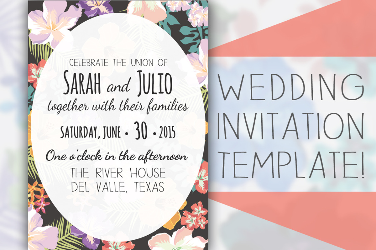 Floral Wedding Invitation Template, an Invitation Template by tbarkley (Photo 1 of 2)