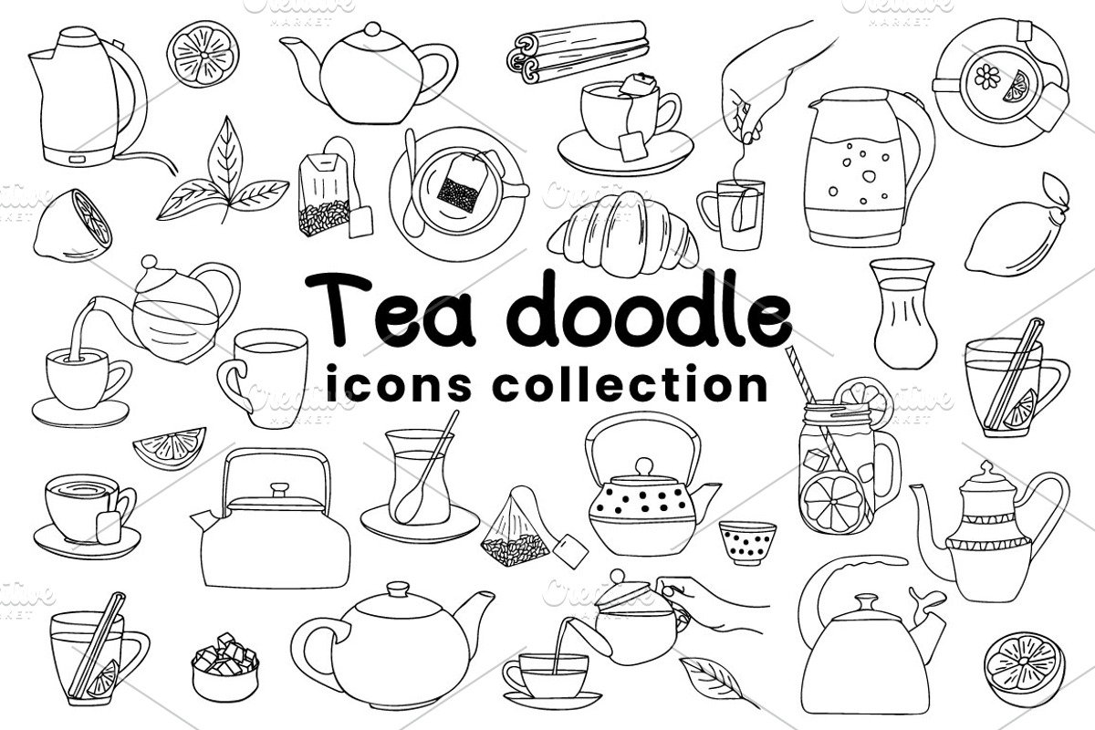 Doodle tea icons collection, an Outline Icon by Gulnarart (Photo 5 of 5)