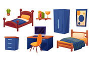 Teenager bedroom elements. Teen boy, an Object Illustration by LadadikArt (Thumbnail 1 of 3)