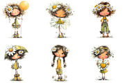 Whimsical Daisy Girl Clip Art, an Illustration by Designking (Thumbnail 4 of 5)